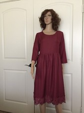 SALE!!! NWT Stevie Hender S Maroon Dress 3/4 Sleeve Crew neck Zip Lined skirt