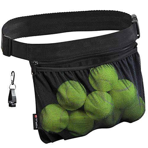 Tennis Ball Holder, Pickleball Ball Wasit Pouch for Women & Men, Holding Black - Picture 2 of 7