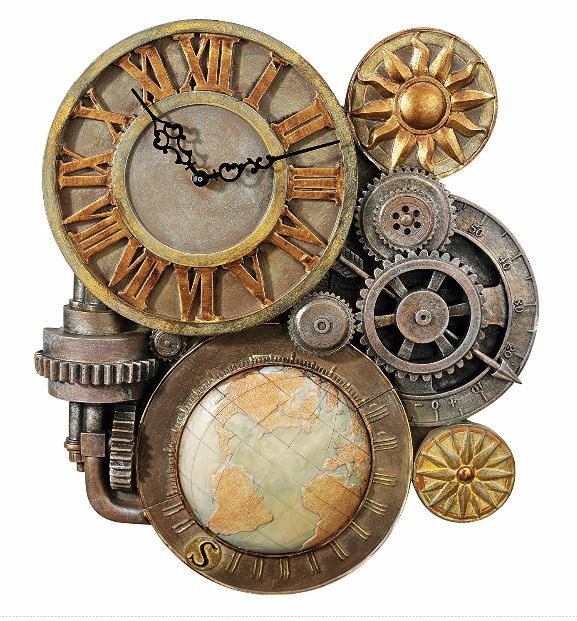 Wall Clock Design Toscano Gears of Time Steampunk Sculpture 17
