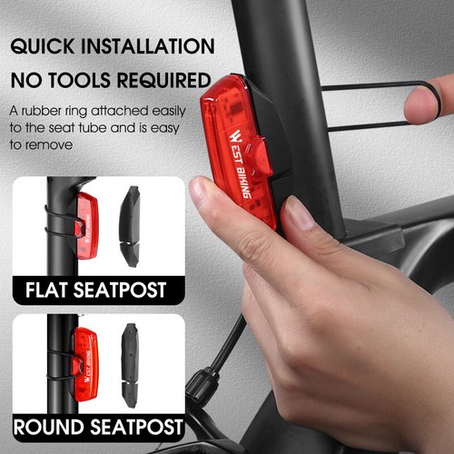 WEST BIKING Smart Brake Sensing Taillight USB Charging Cycling Bike Rear Light - Picture 10 of 13