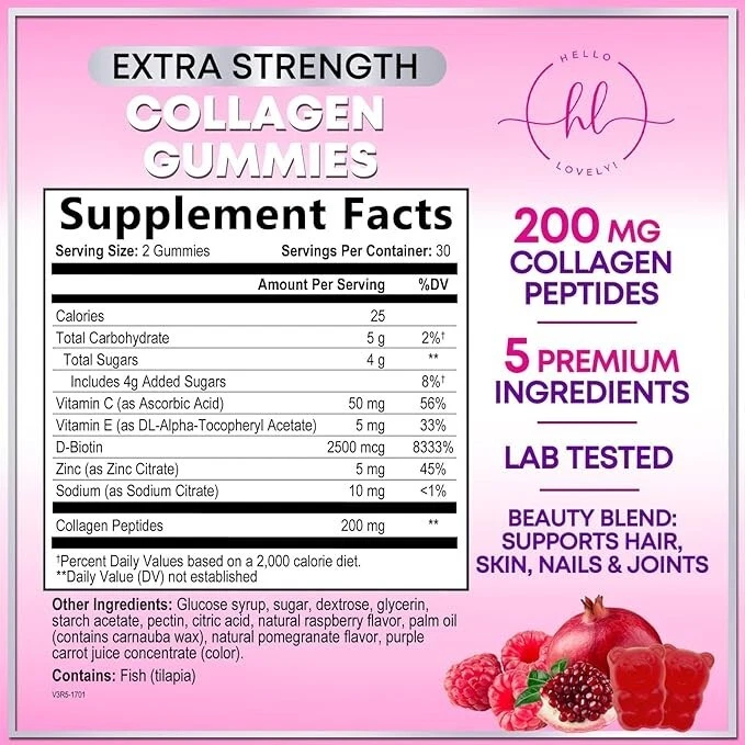 Collagen Gummies for Women - Extra Strength Collagen Peptides Gummy with Vitamin - Image 2 of 4