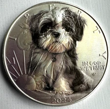 Shih Tzu Dog - American Silver Eagle 1oz .999 Limited Edition Silver Dollar Coin