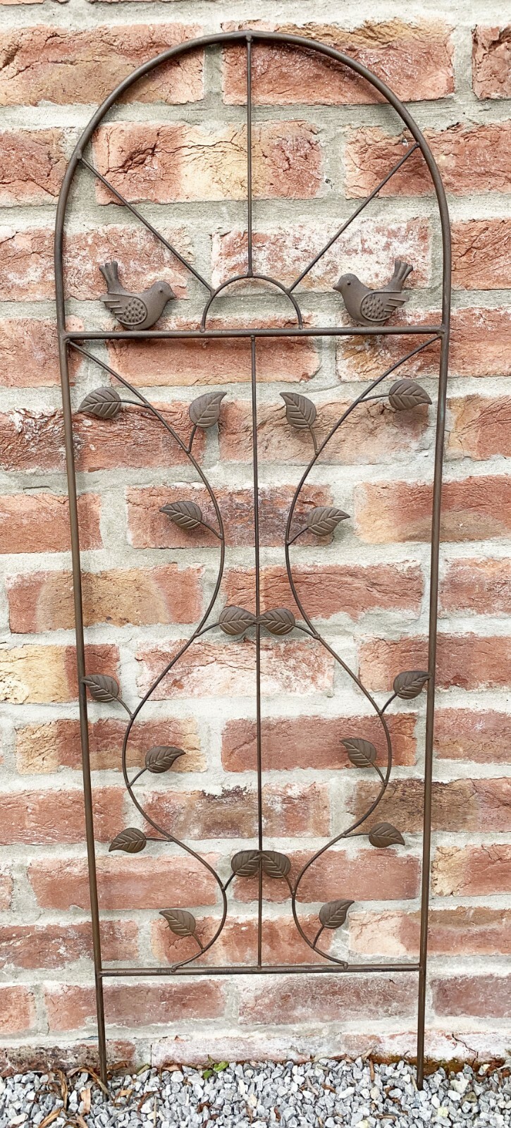 Garden Trellis Wall Climbing Plant Support Metal Frame Rust Effect Birds Leaves