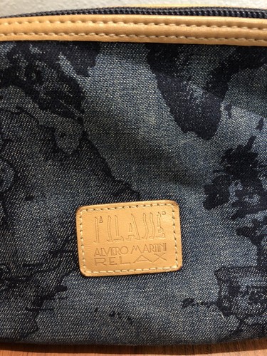 Borsa Alviero Martini Shoulder Bag Trousse Geo Soft Blu Originale Usato - Foto 7 di 11