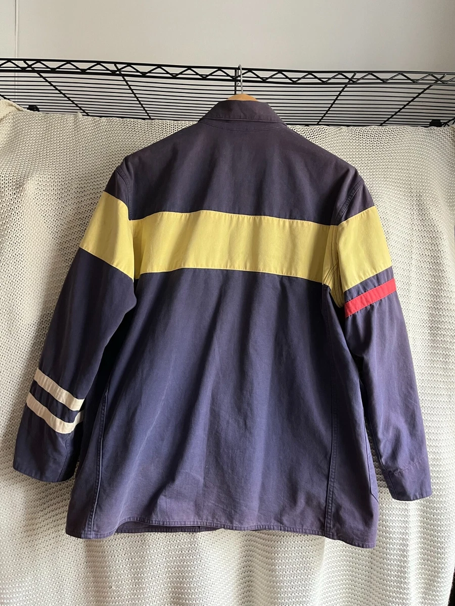 RARE Vintage 90s Polo Ralph Lauren Fireman Coat Medium Toggle Navy Striped