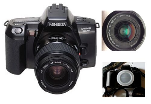 Minolta Dynax 303si AF Zoom 35-80 4-5.6 User Guide Lens Hoods Caps Genuine Strap - Zdjęcie 1 z 1