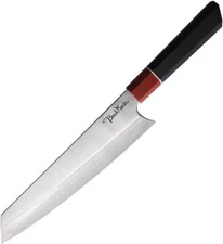BenchMark Kitchen Chef's Knife 8" Damascus Steel Blade Black/Red G10 Handle