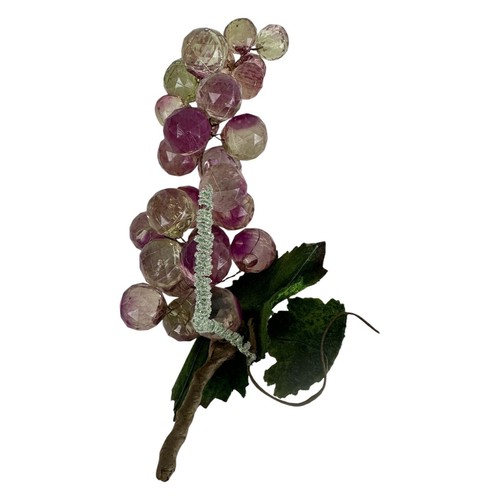 Lucite Faceted Grape Cluster Vintage 60s 70s MCM Pink Lime Beads Leave Limb - Picture 9 of 11