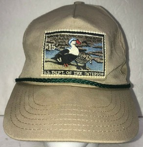 King Eider Duck Stamp Hat U S Dept Of The Interior Vtg 90s Rope
