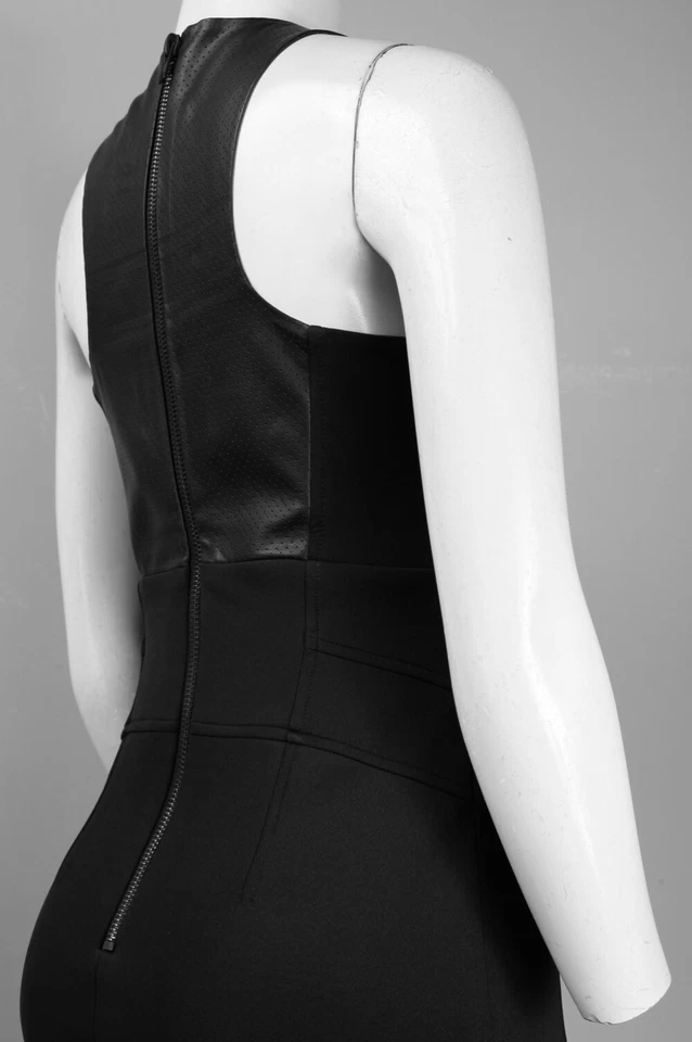 Vestido de cóctel Walter Baker LBD imitación cuero y buceo talla L negro nuevo con etiquetas $188 Foto 2 de 2