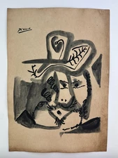 Pablo Picasso COA Art Painting Original Drawing Vintage Paper Signed