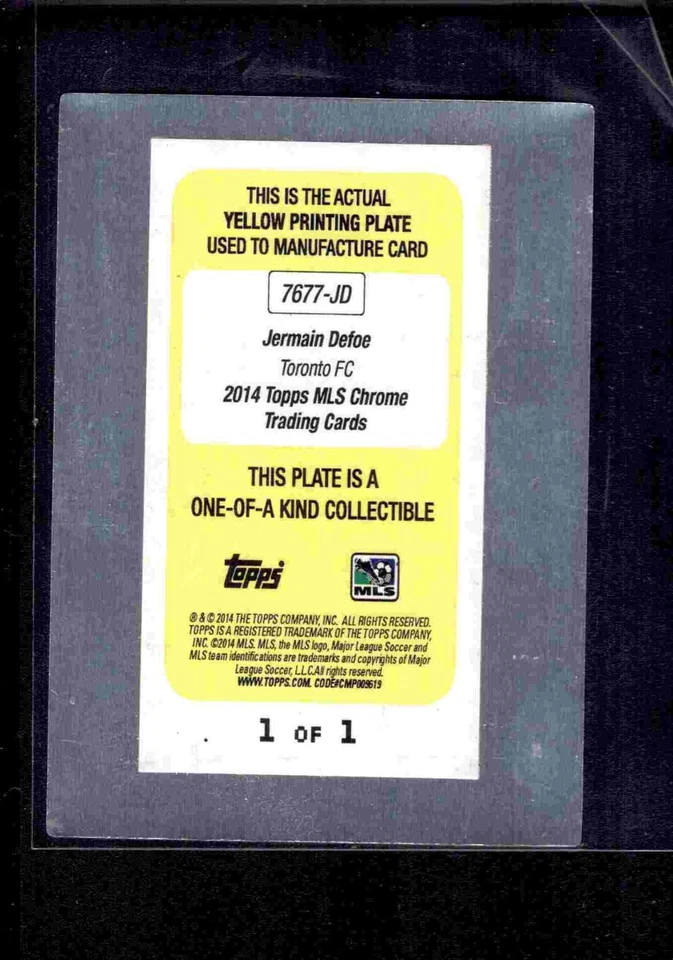 2014 Topps Chrome MLS 76-77 printing plate 1/1! Jermain Defoe Toronto FC - Image 2 of 2