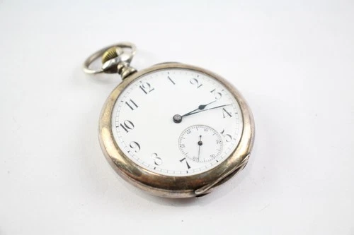 Vintage Waltham .925 Silver Cased Open Faced Pocket Watch Key Wind WORKING
