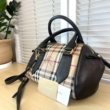 Burberry Northfield Bag Small Haymarket Tote with Strap Brown Authentic