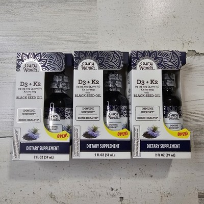 Guru Nanda D3 + K2 Black Seed Oil SET OF 3 Exp 10/24