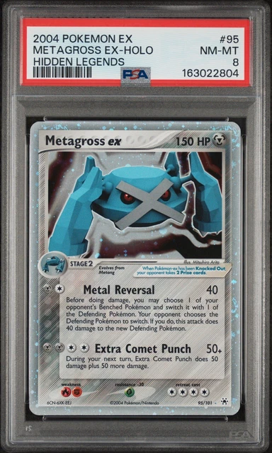 Pokemon TCG 2004 Metagross EX Holo Hidden Legends 95/101 PSA 8 LOW POP NEW CERT