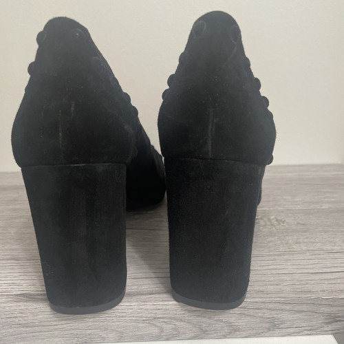 Tory Burch Colt Black suede Studded Block 3 1/2” Heel pumps women’s 10 New - Picture 3 of 7