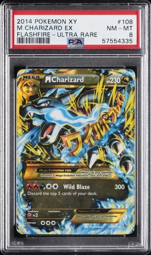 2014 POKEMON XY FLASHFIRE ULTRA RARE #108 M CHARIZARD EX PSA 8