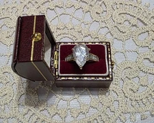 Victorian Trading Handmade Rectangle Leather Art Deco Engagement Ring Box 44B