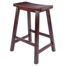Winsome Satori Saddle Seat Counter Stool, 24", Walnut Finish
