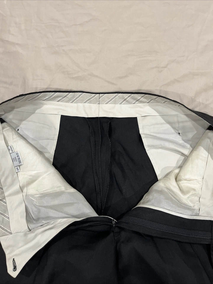 ERMENEGILDO ZEGNA 100% LINEN MENS BLACK PANTS 38x32 MADE IN PORTUGAL *READ* - Image 3 of 4