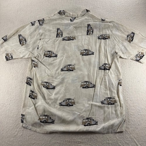 Camisa de campamento Puritan mediana con botones para hombre con estampado de tabla de surf de coche amaderado de vacaciones - Imagen 4 de 6