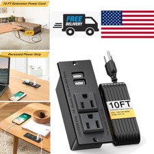 Desktop Power Grommet with 2 AC Outlets and 2 USB Ports for Easy Charging