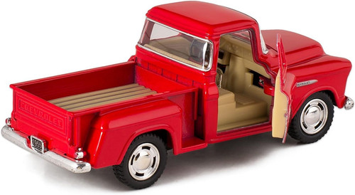 Kinsmart rot 1955 Chevy Stepside Pick-Up Druckguss Sammlerstück Spielzeug LKW - Bild 2 von 2