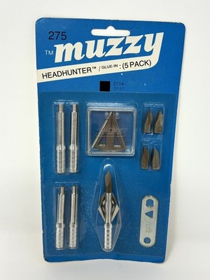 1984 Muzzy Headhunter 275 Glue-In Broadhead 5 Pack NOS Sealed Archery Hunting
