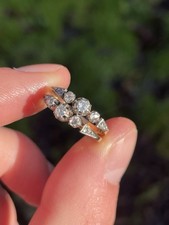 18ct Rose Gold French Old Cut Diamond Victorian Ring 2.7 Grams