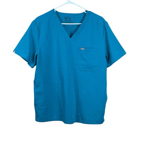 Figs Scrub Top Herren Large Chisec Teal Scrubs Technical Three Pocket
