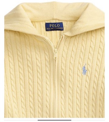 NWT Polo Ralph Lauren Girls Pale Yellow Mini Cable Knit Cardigan