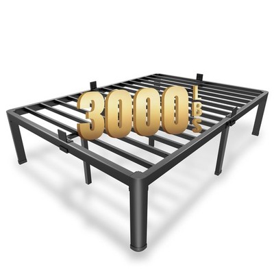 14 Inch Full Size Metal Platform Bed Frame with Round Corner Legs, 3000 LBS H...