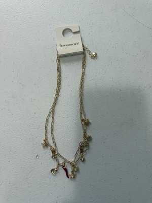francesca's Gold Charm Chain Necklace Star Chili Pepper Oval Link