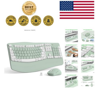 Plug and Play Ergonomic Keyboard & 3 DPI Wireless Mouse - Compatible with All OS