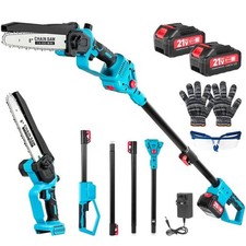 8 Inch Cordless Pole Saw 2-IN-1 Brushless Electric Chainsaw 2×Batteries Cutting