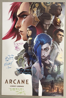 #ad Arcane League Of Legends 24x36 Poster Signed By Ella Purnell Katie Leung amp; More $750.00