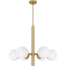 Aged Brass Six Light Chandelier from the Solei Collection