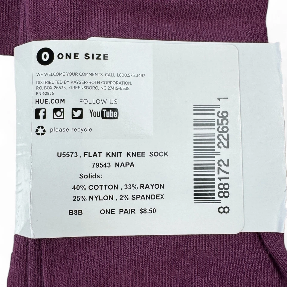 Hue Womens Napa Burgundy Flat Knit Knee Socks One Size Fits Most - Image 4 of 4