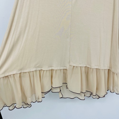 LOGO Layers Beige Black Tank Top Pleated Nude Ruffle Stretch Lori Goldstein M - Picture 3 of 8