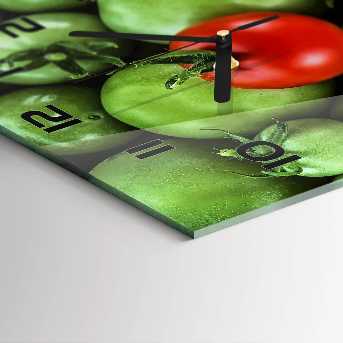 Reloj de Pared Rectangular Decorativo Cristal Templado Tomate Maduro 30x60 cm