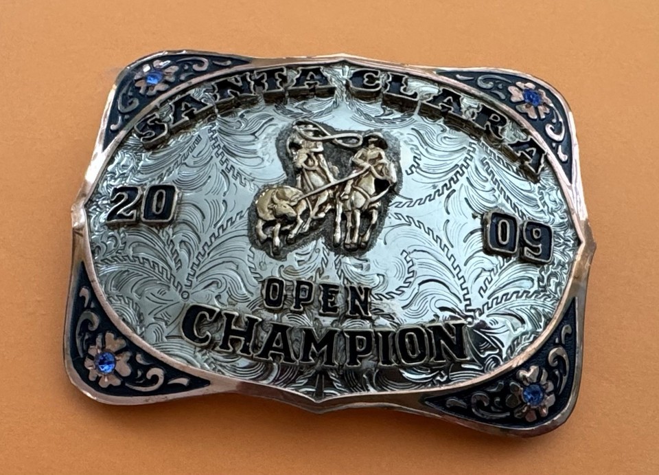 Vintage 2009 Santa Clara Rodeo Open Champion Team Roping Trophy Belt ...