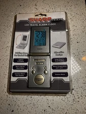 Sharp LCD Ultra Slim Folding Travel Alarm Clock Large Lighted Display Temp F/C