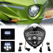 1X LED Motorcycle Headlight Chrome For Victory Cross Country Magnum Hammer Vegas