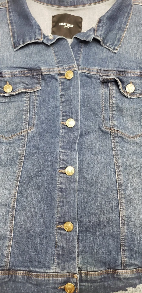 NINE WEST женщин синий кнопка вверх джинсовой ткани Jean куртка SZ 3 x - Изображение 4 из 4