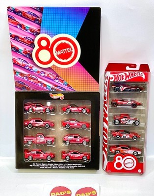 2025 HOT WHEELS MATTEL 80TH ANNIVERSARY 8 PACK RED & 5 PACK - 13 CARS LOT 2