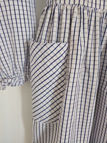 Jacadi Paris Blue Check Girls Dress 8 y Front Snap Front Pockets - Picture 5 of 10