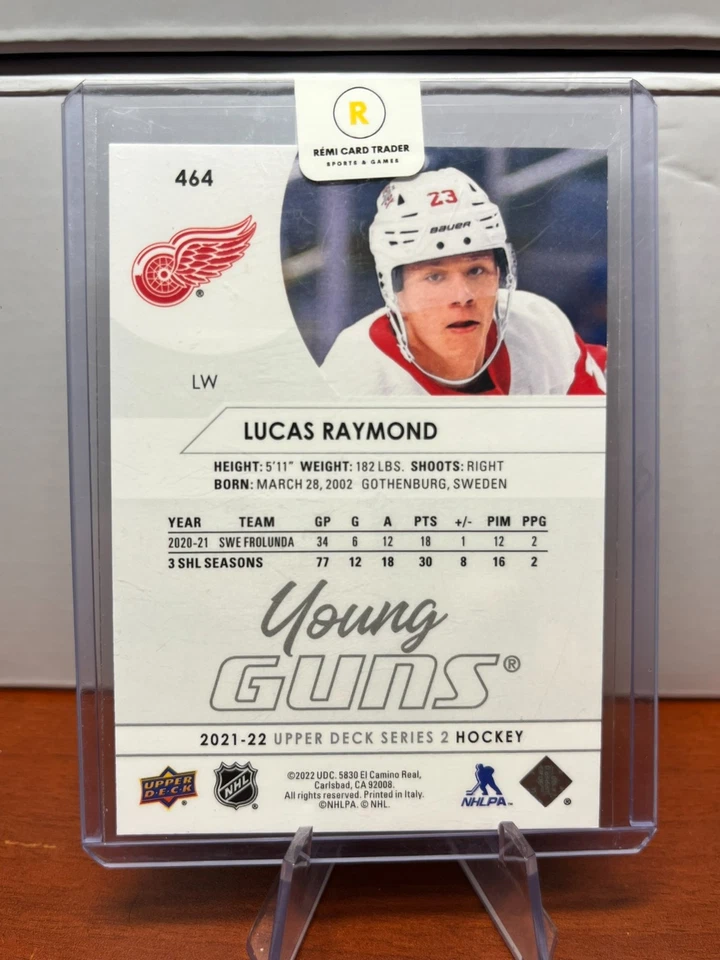 2021-22 Upper Deck Series 2 - Young Guns Lucas Raymond #464 (RC) - Image 2 of 2