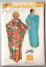 Jiffy Caftan Pattern Simplicity 5900 One Size 1970's Vintage Cut Complete