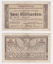 2 Billion Mark Banknote Düsseldorf Phoenix AG for Mining 1923 (121313)